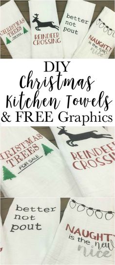 diy christmas kitchen towels and free graphics