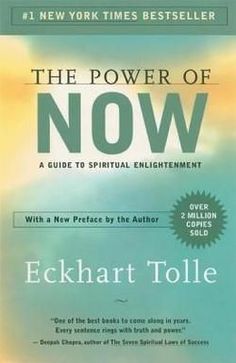 the power of now by echakrt tolle, with an image of clouds in the background