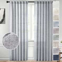 curtains with different colors and patterns on them