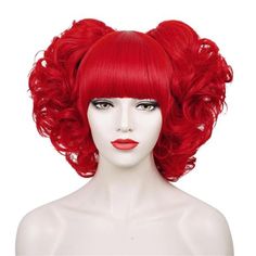 Package Include- 1*Red Wig + 2* Ponytail +1* Wig Cap. Material - This Red Wig With Bangs Ponytails For Women Is Made Of High-Quality And Heat-Resistant Synthetic Fibers, Can Be Re-Styled Within 350f. Adjustable Size 19.6'' - 23.6''. The Inner Rose Net Cap Is With 2 Adjustable Straps, You Can Adjust Its Size To Fit Your Head, Fits Most People. Thick Enough- Will Not Reveal The Built-In Mesh To Embarrassing You. Perfect For Halloween, Cosplay, Themed Parties, Corpse Bride Costume. Color- As Pictur Bangs Bun, Red Wig With Bangs, Corpse Bride Costume, Bangs Ponytail, Heart Costume, Bride Costume, Red Wig, Ponytail Wig, Black Bride