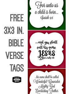 four different types of bible tags with the words free and 3x3 in each