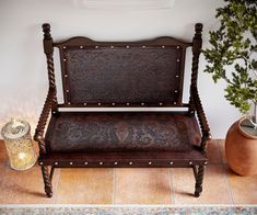 Soloman Bench – Western Passion Rustic Furniture Diy, Bench With Back, Spanish Decor, Colonial Design, Western Furniture, Leather Bench, Spanish House, Prayer Room, Hand Tooled Leather