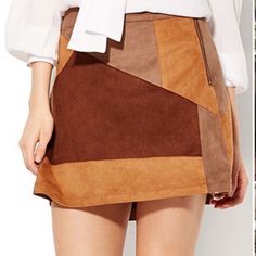 Nwt Color Block Suede Skirt From New York & Company In A Size 2. Perfect For Festival Season! Pair With Your Favorite Boots And Crop Top! Style Is Similar To That Of Free People, Nasty Gal, Anthropologie, Urban Outfitters And More! Chic Fall Patchwork Skirt, Chic Patchwork Skirt For Fall, Fitted Patchwork Mini Skirt, Brown Patchwork Skirt For Fall, Casual Brown Patchwork Skirt, Fall Patchwork Brown Skirt, Spring Brown Patchwork Skirt, Suede Patchwork, Black Skater Skirts