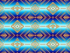 an abstract blue and gold pattern with geometric shapes on the side, in different colors