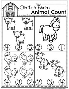 an animal counting game with numbers and pictures to match the number one on the farm