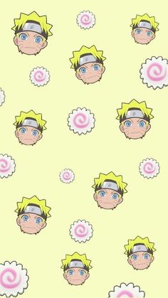 the wallpaper has many different avatars on it, including one with pink and blue eyes