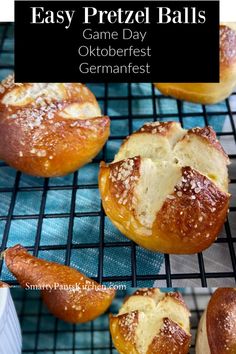 Salted pretzel balls on wire baking sheet. German Soft Pretzel Recipe, Pretzel Balls, Pretzel Recipe, Soft Pretzel Recipe, Soft Pretzel, Thanksgiving Dinner Table, Pretzels Recipe, Soft Pretzels, Perfect Appetizers