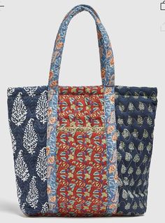 two bags with different patterns on them, one is blue and the other has red