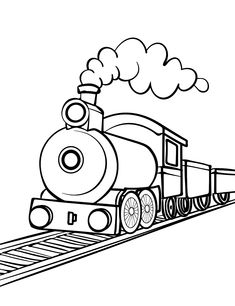 Train Line Art, How To Draw A Train, Train Template Free Printable, Kindergarten Coloring Pages Free, Train Drawing Simple, Coloring Pages For Kindergarten, Train Clipart, Train Template, Kindergarten Coloring