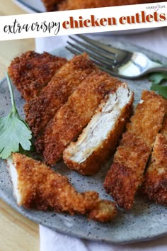 some fried food is on a plate with a fork