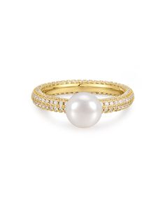 Pave amalfi ring featuring a center round freshwater pearl Ring is 3.2mm Ring is 2.6g Made from Brass with CZ Stones and Freshwater pearls Plated Gold or Silver Available in US ring size 5, 6, 7, 8 100% nickel-free and cadmium-free 1 year warranty Packaged in Luv Aj branded gift boxes Vpearl Ring, Crystal Drinkware, Fine Studs, Personalised Jewellery Necklaces, Luv Aj, Freshwater Pearl Ring, Branded Gifts, Diamond Shop, The Pearl