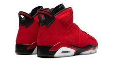 The Air Jordan 6 “Toro Bravo” is a fiery, mostly all-red colorway of Michael Jordan’s sixth signature shoe that draws inspiration from a popular, non-original Air Jordan 5 style.  Based on the “Toro Bravo” or “Raging Bull” Jordan 5 that debuted in 2009, the Jordan 6 of the same name features a monochromatic red suede construction with tonal overlays that gives the shoe an anything-but-subtle appearance.  A red Jumpman is embroidered on the black neoprene lace overlay.  Tonal Jumpman logo detailing is stitched on the heel.  Additional red accenting is found on the trim of the black midsole.  Release date: June 24, 2023 70s Converse, Nike X Travis Scott, All Jordans, Air Jordan 6 Retro, Low Air Jordan 1, Nike Air Jordan 6, Jordan 6 Retro, Converse Run Star, Raging Bull