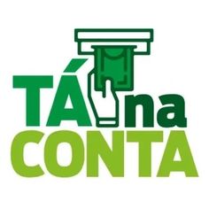 the logo for ta na conta is shown in green and white with an arrow pointing up