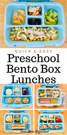 an image of lunch box lunches with the words quick and easy preschool bento box lunches