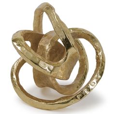 a gold ring that is shaped like an interlocking knot, on a white background