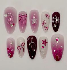 Aura Almond Nails, Almond Nails Cute, Event Nails, Nails Holiday, Aura Nails, Purple Aura, Anime Nails, Nails Cute, Birthday Event