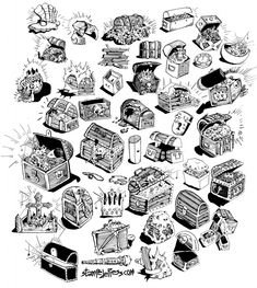 a drawing of many different types of items