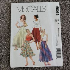 New In Original Package! Mccalls Sewing Pattern #M5056 Skirt - Various Designs Included Make Your Own Custom Flowy Skirts! Includes Patterns For Misses Sizes Xs-S-M Easy To Sew Projects, Sewing Patterns Skirt, Skirt Patterns, Godet Skirt, Sew Projects, Gored Skirt, Calf Length Skirts, Ankle Length Skirt, Maxi Skirt Boho