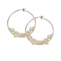 Heart Collection CZ Large Hoop Earrings