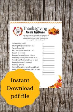 thanksgiving printables for kids to use as an instant game or task sheet on the table