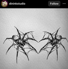 two black and white images of spider's with their heads facing each other in the same direction