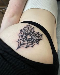 Chin Up Tattoo, Outlined Heart Tattoo, Spiderweb Hip Tattoo, Gothic Tattoo Filler Ideas, Heart Cobweb Tattoo, Spooky Heart Tattoo, Edgy Heart Tattoo, Stitches Tattoo Design, Women Stomach Tattoos Ideas