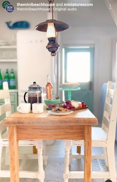 a table with food on it in a kitchen