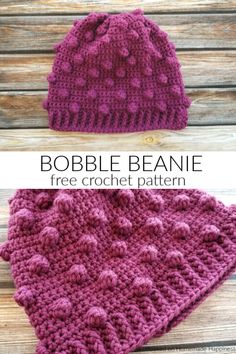 a crocheted beanie is shown with the text bubble beanie free crochet pattern