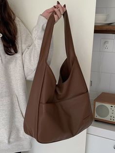 Cute College Bags, Cool Bags Aesthetic, Cute Bags Aesthetic, College Bags For Women, Brown Bag Outfit, Simple Purses, Shein Bags, Bag Leather Women, Types Of Bags