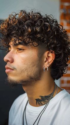 Curls Men Hairstyles, Curl Mullet Men, Mens Haircuts For Curly Hair, Curly Pompadour Men, Man Mullet Curly, Curly Modern Mullet Men, Man Curly Hairstyle, Chicano Hairstyles Men, Modern Mullet Curly Hair Men