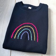 Pull Bleu Marine, Dark Sweater, Dancing On My Own, Unique Sweatshirt, Rainbow Sweater, Navy Blue Sweater, Embroidered Tee, Chunky Wool, Gold Thread