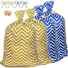 PRICES MAY VARY. Thick and Durable Material - These jumbo plastic gift bags are made of quality PE, sturdy and heavy duty; each bag is with a rope which twisted with shiny and glossy satin, you can tie the rope around the top of bag Extra Large Size - These big Christmas gift wrapping bags measures approx. 56x36 inches. Perfect for oversized wrapping need, like gifting suitcases for a wedding shower gift, carrying gifts to family functions etc Wavy Stripe Pattern - These 4pcs holiday plastic gif Big Christmas Gifts, Huge Gifts, Plastic Gift Bags, Large Gift Bags, Present Wrapping, Christmas Packaging, Xmas Presents, Holiday Gift Wrap, Christmas Gift Bags