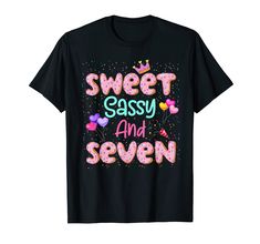 PRICES MAY VARY. Sweet Sassy and Seven Birthday shirt, donut 7th birthday party decorations for little big sister girls born in 2016 and turning 7 years old. Great birthday gift for your princess, girl, daughter, granddaughter, niece to celebrate 7th bday party. Awesome donuts shirt 7th birthday gift idea for kids toddlers girls. Lovely present from dad, mommy, uncle, grandpa, mom, aunt, grandma, brother, sister. Wear this for a donut themed birthday party and gets ready for compliments. Lightwe Sweet Sassy And Seven Birthday, Princess Girl, Big Sister, Birthday Shirt, Birthday Party Decorations, Year Old, For Girls, Turning, Birthday