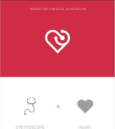 the brand for a medical association logo, with two hearts and a stethoscope