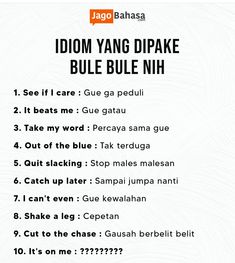 an advertisement with the words idom yang dipake blue bule nih