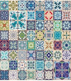 a collection of colorful tile designs