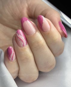 Pink Patterned Nails, Nail Designs For Summer, Gold Gel Nails, Quick Nail Art, Trendy Nail Designs, Stunning Nail Designs, Hello Nails, French Manicure Nails