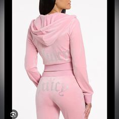 Brand New With Tags ( Both Pants And Jacket) Price Is For Matching Set ) Small,Medium And Large Available Y2k Juicy Couture Track Suit, Juicy Couture Clothes, Juicy Tracksuit, Pink Tracksuit, Juicy Couture Tracksuit, Velour Hoodie, Pink Bling, Colorful Hoodies, Rose Pink