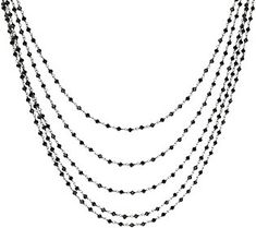 Make an impact with this multi-strand necklace of beautiful black spinel beads. From Mistero. Elegant Black Multi-strand Beaded Necklaces, Black Double Strand Faceted Beads Jewelry, Black Multi-strand Necklace With Faceted Beads, Black Double Strand Polished Bead Jewelry, Black Double Strand Necklace With Black Beads, Black Double Strand Necklace With Beads, Black Double Strand Beaded Necklaces For Jewelry Making, Elegant Black Spinel Beaded Necklace, Black Multi-strand Chain Necklace