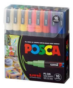 a box of assorted colored markers in it's display case on a white background