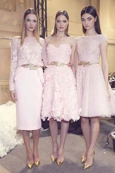 Pretty in pink Zuhair Murad Haute Couture, Mode Tips, Three Women, Looks Party, Pink Dresses, Reception Dress, Moda Vintage, Gorgeous Gowns