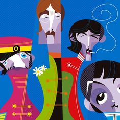 (BEATLES) Pablo Lobato graphic design illustration - http://dunway.us Beatles Artwork, Beatles Art, Wow Art, Art Pop, Mural Wall Art, Pics Art, Mural Art, Caricatures