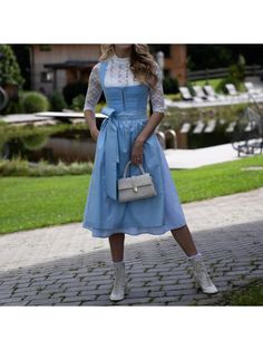 Women Elegant Dresses, Oktoberfest Party Lace Midi Skirt Summer Party Flared Skirt, Summer Party Dress With Flared Skirt, Summer Party Midi Length Skirt, Summer Party Midi Skirt, Party Dress With Lined Midi Skirt, Party Season Midi-length Skirt, Elegant Dresses With Skirt Shape For Party Season, Elegant Skirt-style Dress For Party Season, Elegant Party Season Dress With Skirt