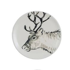 a plate with a drawing of a deer on it