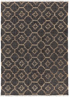 a black and brown rug with an intricate design