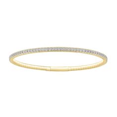 Add a classic look to your collection of style staples with this diamond bangle bracelet. 10K gold Shimmering diamonds line this timeless design 2 cts. t.w. of diamonds 7.42 inches in circumference; flexes on and off for easy wear Formal Stackable Diamond Bracelet, Classic Yellow Gold Bangle With Diamond Accents, Classic Yellow Gold Diamond Bangle, Classic Diamond Stackable Tennis Bracelet, Stackable Diamond Tennis Bracelet For Formal Occasions, Classic Stackable Diamond Tennis Bracelet, Formal Stackable Diamond Tennis Bracelet, Classic Bangle With Single Cut Diamonds, Classic Stackable Diamond Bracelet For Wedding