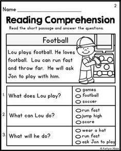 worksheet for reading and writing about sports