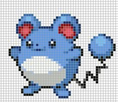 a cross stitch pattern with an image of a blue cartoon character holding a flower in it's hand