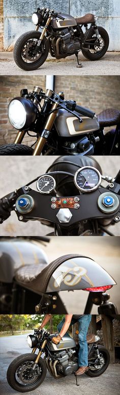 three different views of a motorcycle with the number 33 on it