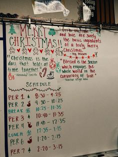 a white board with christmas writing on it